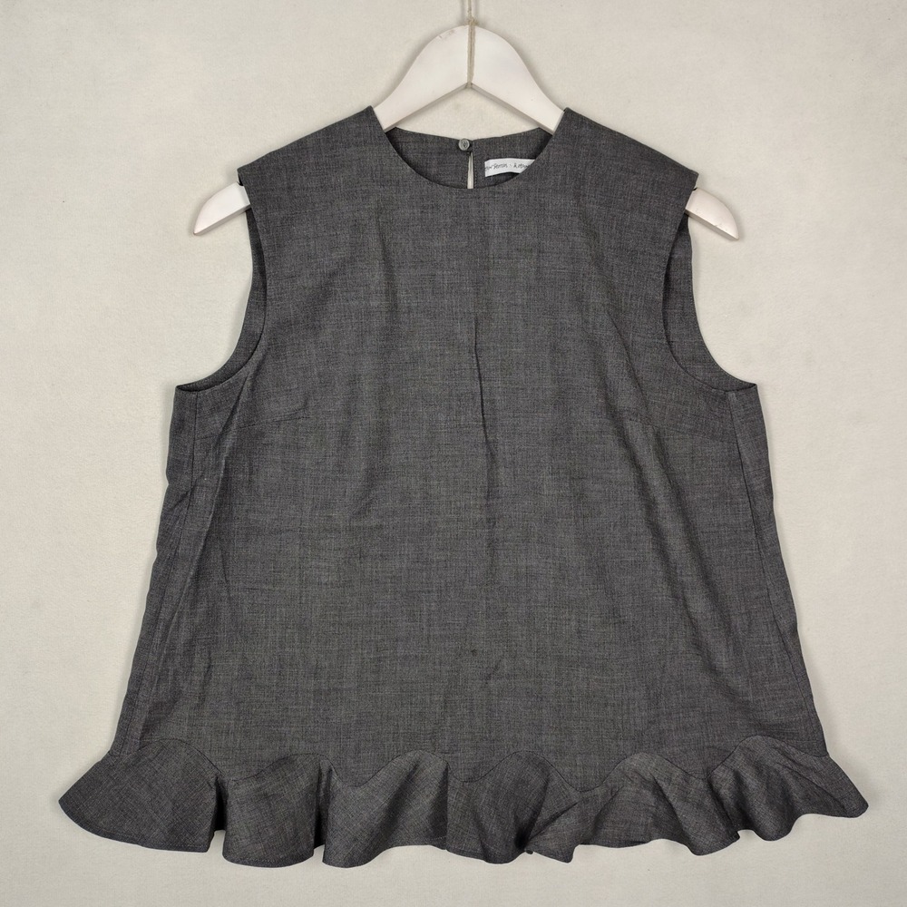 & Other Stories Charcoal Grey Sleeveless Ruffle Hem Blouse Top US 8 0415871 4